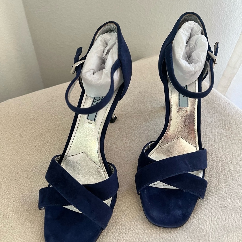 Prada Blue suede with crystal heels - Picture 4 of 11